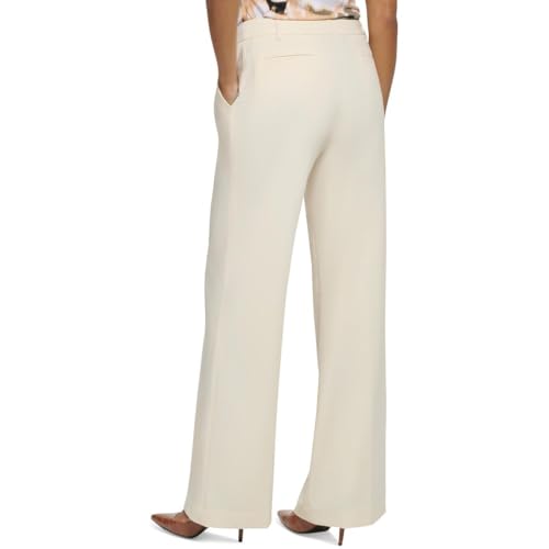 Calvin Klein Womens Pleated Wide Leg Pants Beige 82