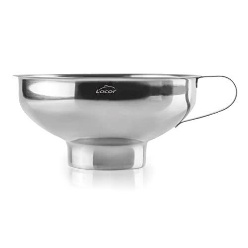 Lacor - 62517 - Entonnoir pour confiture en acier inoxydable 18/10, Entonnoir à col large Idéal pour transférer liquide, huile, confiture, Ø 13,5 x 6 cm,...