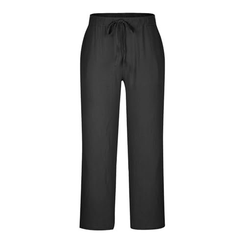 Linen Pants Men Lightweight Oversized Wide Leg Pants Summer Loose Fit Classic Drawstring Elastic Casual Pants Pockets4