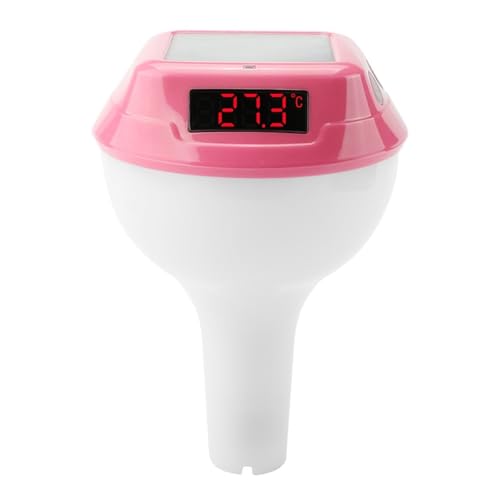 LEDデジタルゲージ付きインテリジェントソーラープール温度計 正確安全(Pink)