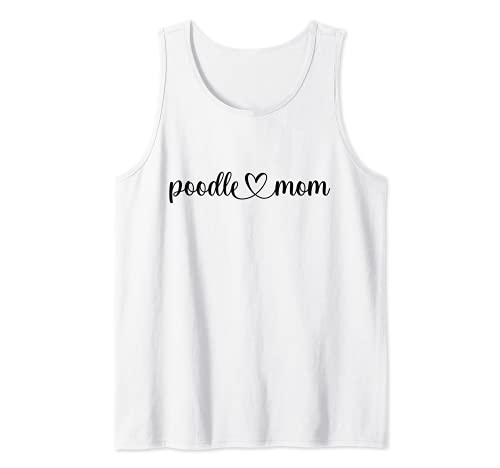 Dog Heart Love Poodle Mom Tank Top, White, S