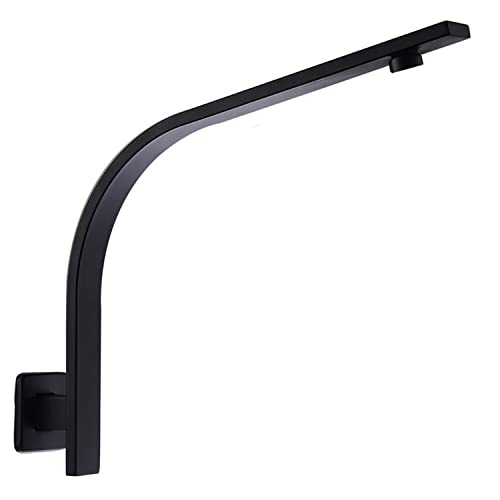 Braccio doccia da 315 mm con flangia, braccio quadrato a collo d'oca, braccio di estensione per soffione doccia a parete, femmina o maschio G1/2 nero opaco