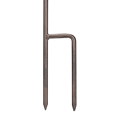 Relaxdays Vogeltränke zum Stecken, Wasserschale mit Vogel, frostsicher, Gartenstecker, 100 cm hoch, Gusseisen, braun