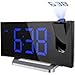 TOPELEK Projection Alarm Clock, 15 FM Radio Digital Clock, Dual Alarms with 4 Sounds, 6 Dimmer, 7'' Large Curved Screen, USB Phone Charging Port, 120° Adjustable Ceiling Projection Clock, Sleep Timer
