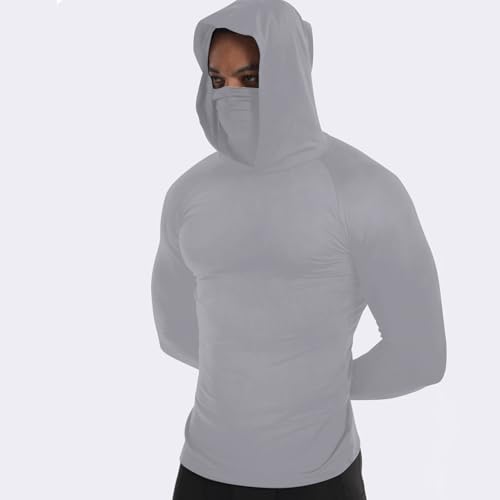 UPF 50+ Fishing Shirts for Men Long Sleeve UV Sun Protection Rash Guard Lightweight Sun Hoodie with Face Mask2