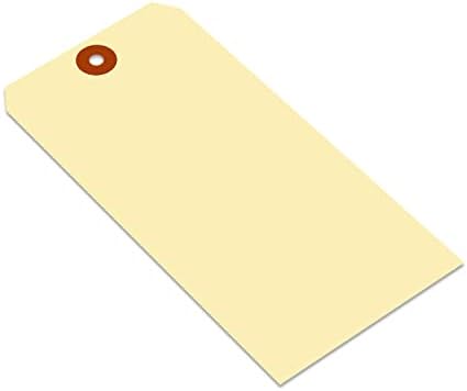 SmartSign Blank Manila Shipping Tags - Pack of 100, Size-10, 15pt Thick Cardstock Tag, 7.25 x 3.625 inch Paper Hang Tags with Reinforced Fiber Patch (No Attachment)