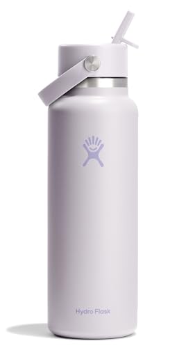 Hydro Flask Water Bottle - Insulated Stainless Steel - Wide Straw Lid, Non Spill, Leakproof in 40 Oz Cloud Pink