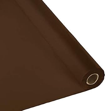 QSD Plastic Party Banquet Table Cover Roll - 300 ft. x 40 in. - Disposable Tablecloth Brown