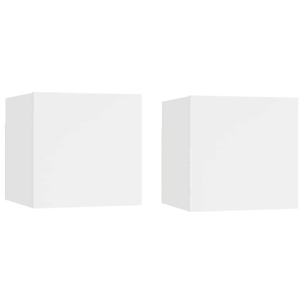 Comodino montaggio a parete, set di 2 pezzi, bianco, 30,5 x 30 x