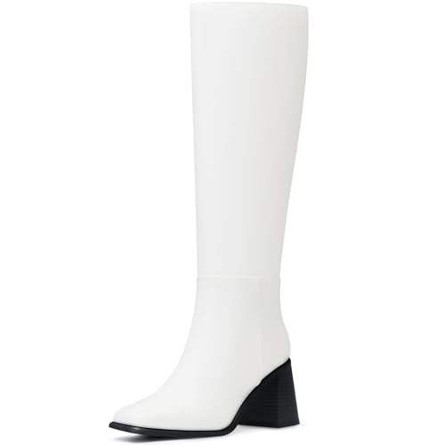 Women's Knee High Boots: 3 Inch Chunky Heel, Square Toe Tall Boot, Winter Fall Fashion Gogo Side Zipper Long Boots for Work,Night Out,Party,Dancing