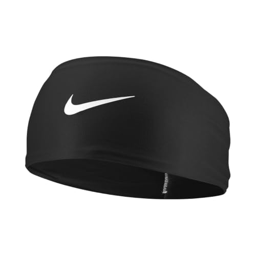 Nike Mens Dri-Fit Fury Classic Wide Headband Running Fitness Training Sports Hairband Wide Sweat-Wicking Black/White/White One Size