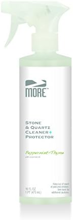 MORE® Stone & Quartz Cleaner + Protector - Water-Based Surface Care Spray - For Kitchen & Bathroom Countertops & Floors - Daily Cleaner/Protector - Peppermint-Thyme Essential Oil - 16oz