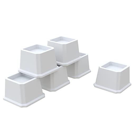 Whynonap Bed Risers 2 Inch Heavy Duty Bed Elevators, Set Of 6 Lifts Up 2000 Lbs Furniture Riser For Sofa And Table, White #TOP5