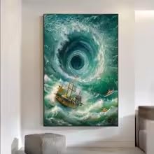 LMAIWANG Trójkąt bermudzki artystyczny plakat wydruk do biura salonu wystrój domu ocean obraz na płótnie sztuka ścienna mural (30 x 45 cm/ramka wewnętrzna)