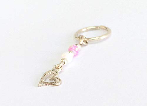 Heart Belly Button Hoop Opal Navel Ring Sterling Silver Piercing #TOP1