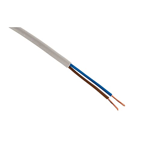 Zenitech - Elektrisches Stromkabel H03VVH2-F 2x 0 75mm Für Leichte Haushaltsgeräte - Hochwertige PVC-Isolierung - Weiß - 5m