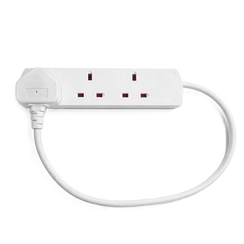 STATUS 3 Socket Extension Lead 0.5m Compact Cable 13A Power Strip for Desks and TV Units White (3WS0.5M20)