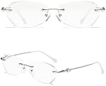 TERAISE Frameless Reading Glasses For Women With Blue Light Blocking,Fashion Diamond Cutting Rimless Eyeglasses