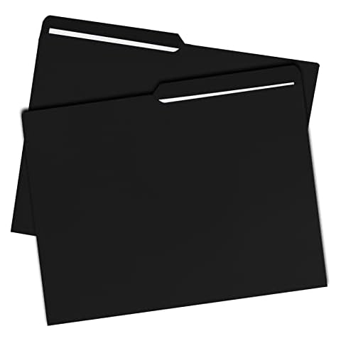 UOFFICE File Folders for Office, School, Filing, and More, 100-Pack, Black, Letter Size, Black folders for documents, Office Supplies, for Drawer, Desk and Cabinet use Cover
