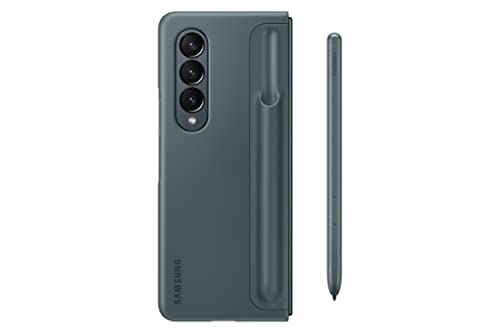 Image of Samsung Galaxy Z Fold4 Plastic Standing Cover with S Pen and S Pen Holder, Protective Phone Case with Kickstand for Hands Free Viewing, US Version, Gray Green