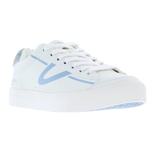 TRETORN Hopper Canvas Sneakers, White with Blue Logo, Lace-up Closure