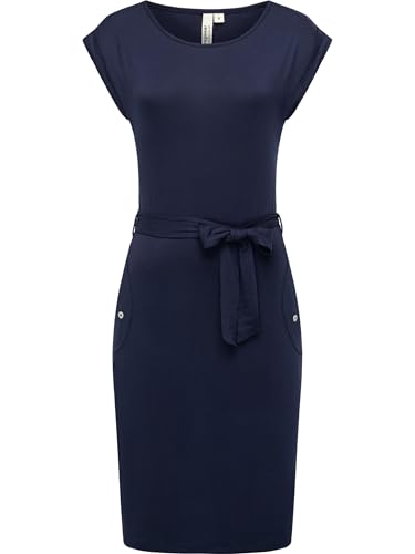 Ragwear Damen Sommerkleid Kurzarm Midikleid mit Stoffgürtel Taggien YOUMODO Midnight Gr. M