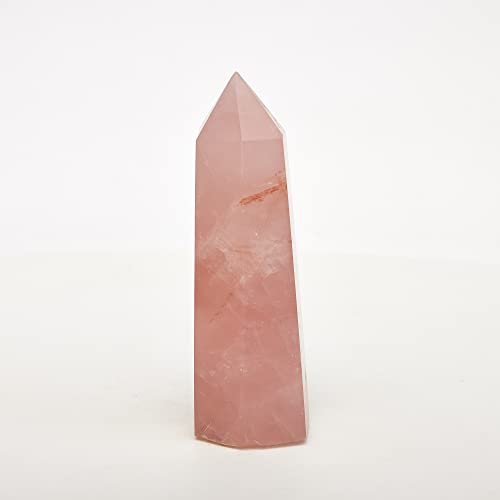 Cristal de prisma hexagonal rosa natural tallado de alta calidad 5