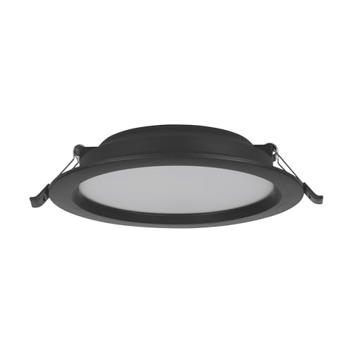 Eglo Spot LED encastrable Idun-E, plafonnier rond, lampe de plafond à encastrer, luminaire en plastique noir, lumière blanc neutre, Ø 16,6 cm