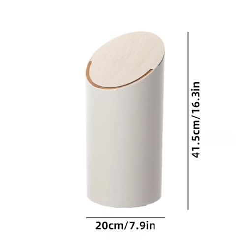 Caneca de basura plástica con tapa giratoria y madera miniatura 2