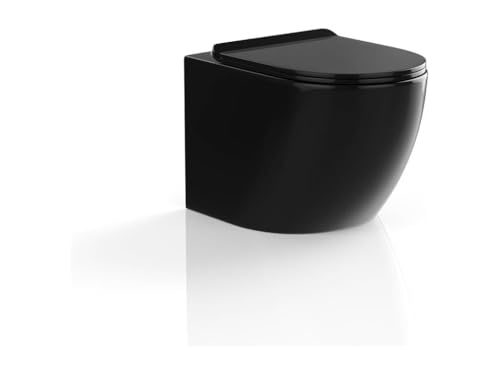 Vente-unique-Wand-WC aus Keramik ohne Flansch - Schwarz glänzend - JAVOINE – Bild 3