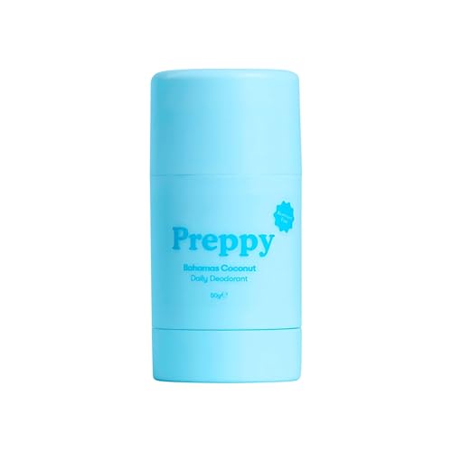 Preppy Daily Deodorant - 50g Kids Deodorant Gentle Everyday Deodorant Dermatologist and Paediatrician Approved AluminiumFree and ParabenFree Bahamas Coconut Scent