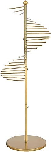 UWYTGF Freestanding Scarf Display Rack Freestanding Spiral Scarf Hanger Tie Organizer Holder,Belt Suit Pants Jewelry Women Closet Display Stand,Space Saving,Gold,42X150Cm