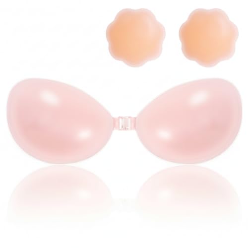 Image of Sticky Bra - Strapless & Backless, Invisible Silicone Bra with Nipple Covers (C Cups) Beige