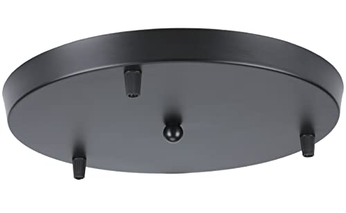 TOKIUS Dosel del Techo, Base de Lámpara Colgante de 3 Luces Placa de Montaje en Techo para Lámpara de Araña Redondo Accesorios de Iluminación Colgante Techo de Bricolaje (25CM, Negro)