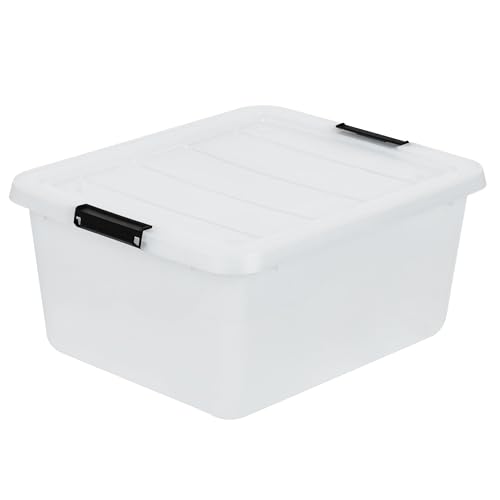 Image of IRIS USA 18 QT Clear Storage Organizer with Removable Dividers, Stackable Plastic Storage Box with Lid, Modular Container for Crafts, Tools, Office & Pantry Organization