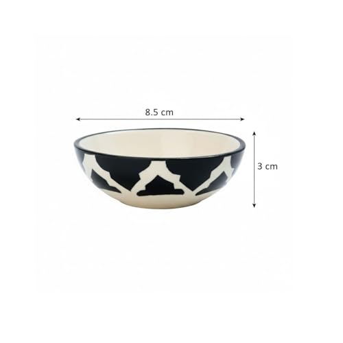 Image of Ceramic Durable Serving Bowl for Kids, Adults & Everyday Dining Suitable for Homes, Kitchen Counters, Cafes, Small Eateries, and Food Tables Dishwasher Safe & Microwave Safe (Black, Set of 2)