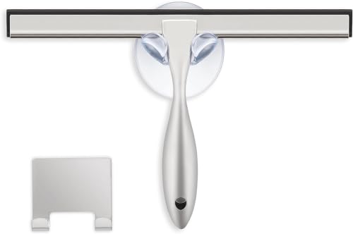 AOZITA All-Purpose Shower Squeegee for Shower Doors, Bathroom, Window and Car Glass - Stainless Steel Squeegee Shower Cleaner Tool, 10 Inch