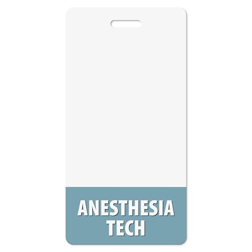 Anesthesia Tech Badge Buddy Vertical Hydrogen Blue Heavy Duty 1 Pc - Spill & Tear Proof Cards - 2 Sided USA Printed Quick Role Identifier ID Tag Backer by BadgeZoo