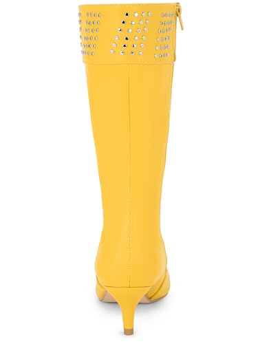 Allegra K Women's Boot Pointed Toe Kitten Heel Boots Knee High Boots3