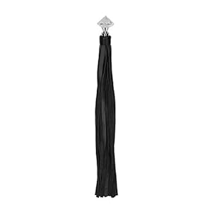 Shots Ouch! Pain – Sparkling Pointed Handle Leather Flogger – Black