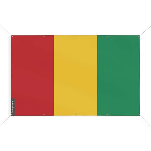 Drapeau Guinée 190 x 285 cm grand format pour pavoisement extérieur 10 oeillets