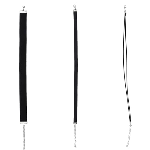 VOSSOT 3 Stück Choker Kette Damen Set Schwarz Samt Halsband Damen Verstellbar, Classic Black Velvet Choker Necklace für Frauen Cosplay Halloween Party Schmuck, Gothic Retro Collar Women Geschenk