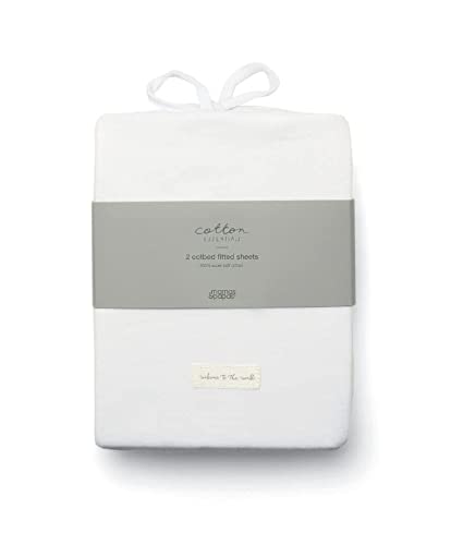 Mamas & Papas 2 Pack Cotbed Fitted Sheets, White (142x70x19cm)