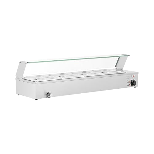 Royal Catering RCBM_GN1/2_3 Bain Marie 2000 W 4 GN 1/2 Ablasshahn Wasserbad Speisenwärmer