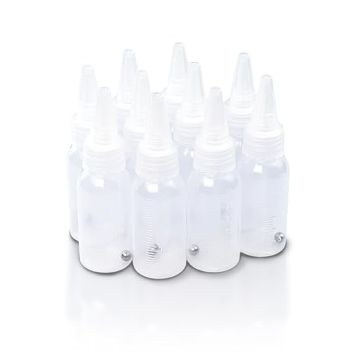 Flylin 10Pcs Paint Bottle, 30ml Empty Airbrush Bottles with Scale, Plastic Airbrush Accessories Airbrush Paint Mixing Bottles, Paint Storage Bottles Replacement Jars for Paint