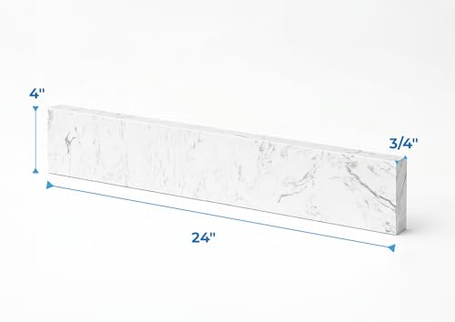 Image of Bathroom Vanity Sink Backsplash /Sidesplash (Engineered Carrara Marble, 4 inch x 24 inch)