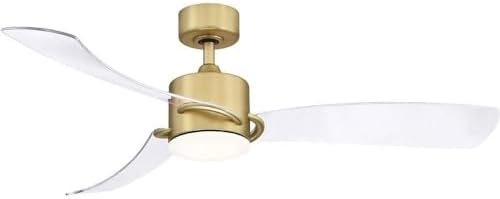 Fanimation SculptAire 52 inch Indoor/Outdoor Ceiling Fan with Clear Blade Set and LED Light Kit, Brushed Satin Brass