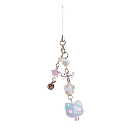 KASFDBMO Colección de correas de teléfono con forma de corazón, elegante adorno para llaves, correa decorativa para móvil, adecuada para bolsas de llaves y auriculares, azul, Hanging God