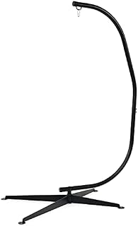 GiantexUK C-shaped Hanging Chair Stand, Curved Hammock Holder with Hook, Hanging Swing Frame for Bedroom, Living Room, Balcony and Courtyard