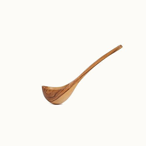 Espátula de madera de olivo tallada a mano de 30 cm para cocina natural 5